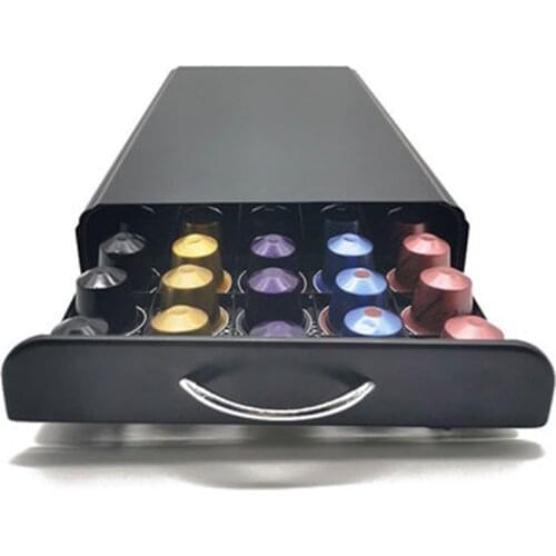 60 Cup Stainless Steel For Nespresso Coffee Capsules Pods Holder Storage Stand Rack Drawers Coffee Capsules Organization Drawer