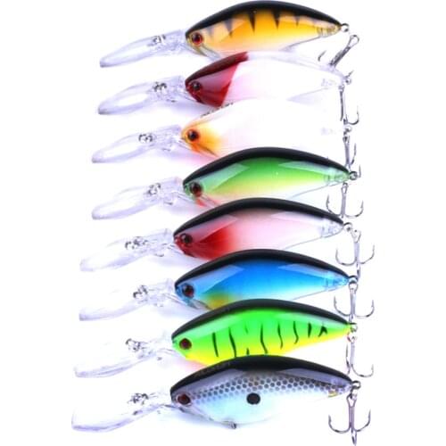 8pcs/lot Floating Deep Diving Crankbait Fishing Lure 105mm 17.8g 3D Eyes Wobbler Crank Bait Hard Bass Fishing Tackle