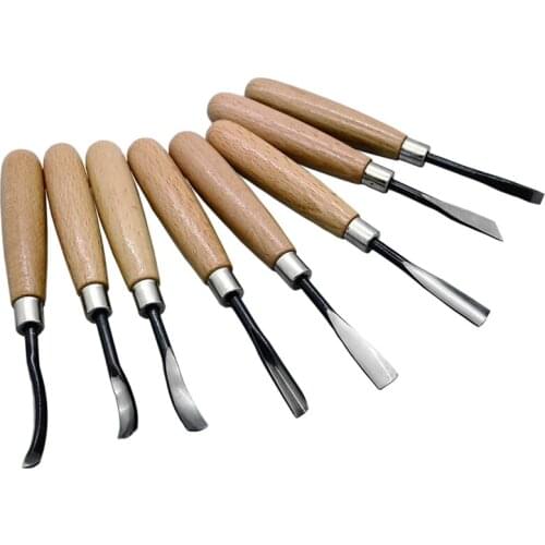 ABSF 8 Pcs Wood Sculpture Carving Chisel Tool Set DIY Art Craft Woodworking Sculptural Gouges Hand Wood Carving Chisel Tools