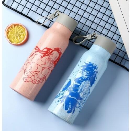 Anime Demon Slayer: Kimetsu No Yaiba Water Glass Toys Kamado Tanjiro Nezuko Vacuum Cup Straw Wheat Cup Toy Gift