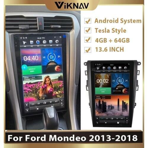 13.6 inch Android System Car GPS Navigation For Ford Mondeo 2013-2018 Multimedia DVD Player Tesla 64GB Car Radio PX6 Carplay