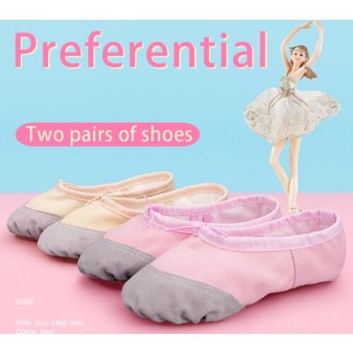 Toddler Girls Ballet Shoes Dance Slippers Soft Split Sole Pig Leather Pointe Shoes Gymnastics Yoga Dance Shoes 2 Pairs