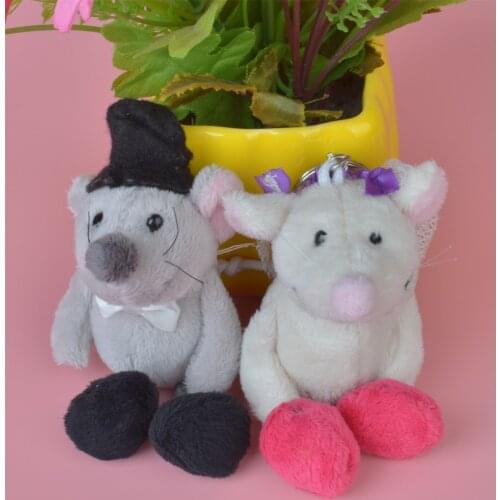 10cm 2 Pcs Bridegroom & Bride Mouse Animals Pendant Keychain Backpack Bag Soft Wedding Decoration Kids Plush Toy Gift Keyring