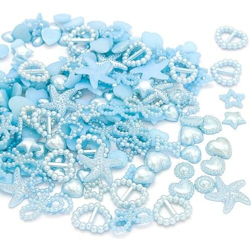 100pcs 4colors Plastic Jewelry Accessories Star Love Bead for Art Flatback Non Hotfix Rhinestones Pearl Shoes Beads DIY Headwear