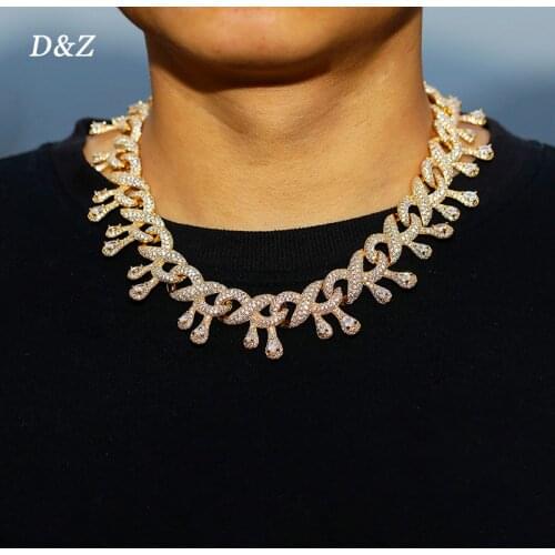 D&Z New 15mm Infinity Cuban Chain With Drips Box Clasp Iced Micro Pave Cubic Zircon Cuban Link Chain Hip Hop Jewelry For Men