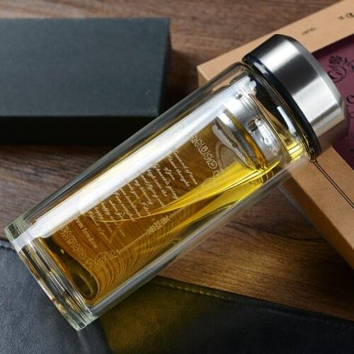 Travel Double Wall Water Bottle Lid Galss Clear Eco Friendly Tea Infuser Bottle Nordic Bidon Free Shipping Water Bottles EA6SH