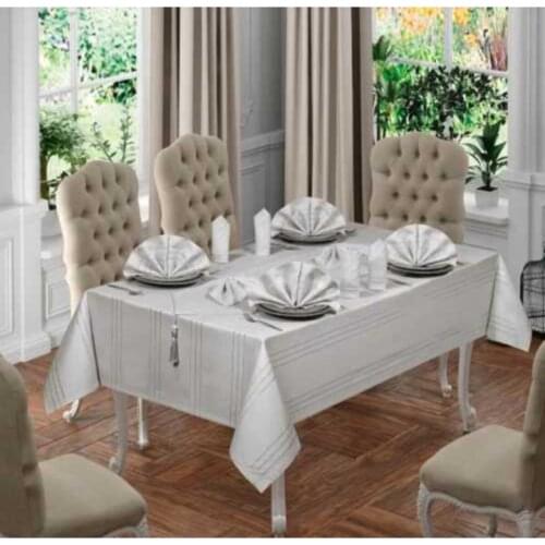 Carefree Colber Fabric Table Cloth Set 12 Personality 26 Piece Lux Suit Gray