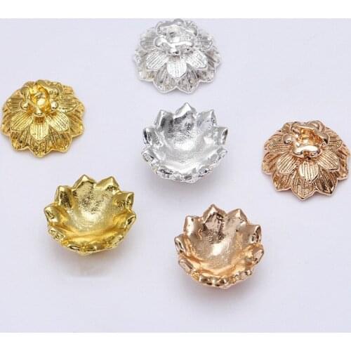 20 PCS 15*8mm Metal Alloy Lotus Flowers Tray Connectors Flowers Base Setting Charm DIY Findings For Jewelry Making
