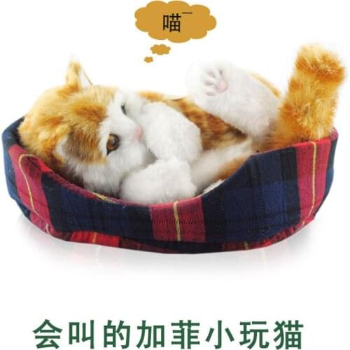 About 21*14*12cm cat ,furry fur cat , sound miaow model Creative ornament layout decoration gift h1301