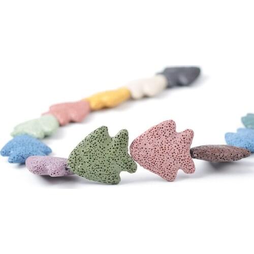 Colorful Lava Volcanic Stone Fish Charm 14 Colors Two Size Charms for Jewelry Making DIY Floating Charms for Women Present
