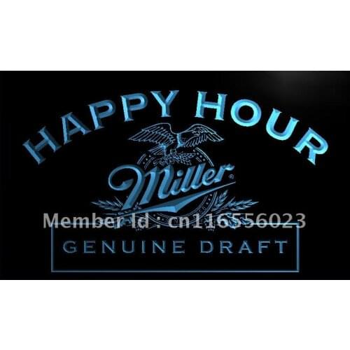 LA613- Miller Beer Happy Hour Bar Pub LED Neon Light Sign home decor crafts