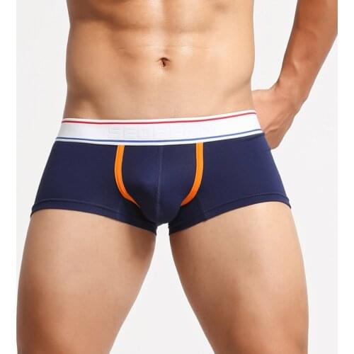 SEOBEAN Mens Underwears Boxers Cotton Underpants High Quality Solid Low-waist U convex Men Boxer Shorts New