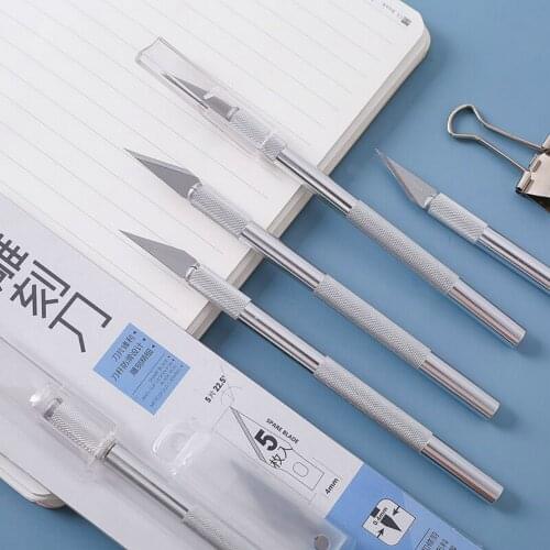 Stainless Steel Carving Knife with 5 Replacement Blades Crafts Artwork Paper Cutter Utility Knife Drawing DIY Repair Hand Tools