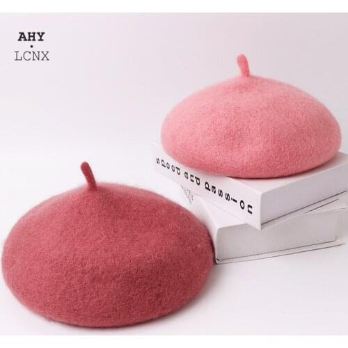 2021 new Fashion Wool Baby kids Hats for Girls Candy Color Elastic Infant Baby Beret Hat Kids Caps for Girls 2-12 Years 1 PC