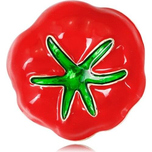 New Fashion Vivid Vegetables Brooch Enamel Pin Red Tomatoes Brooches Plant Corsage Clips For Suit Scarf Dress Women Jewelry Pins