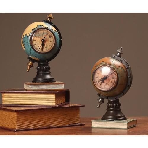 New American retro decoration clock home living room porch globe clock office decoration desktop decoration