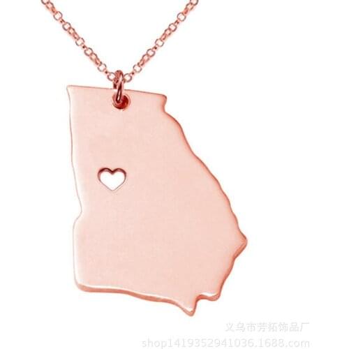 New 50 States map, Georgia stainless steel pendant necklace as a gift for friends