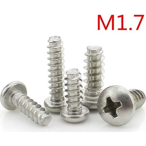 M1.7*3/4/5/6/8 Stainless Steel Pan Head Philips Type F Self Tapping Screw For Plastic PB1.7
