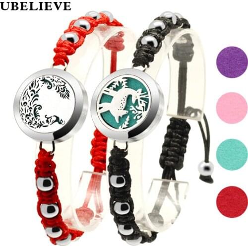 UBELIEVE Stand Bracelets Wristband Red Rope Charm Bracelet Men 316L Stainless Steel Beads Diffuser Locket For Christmas Gift