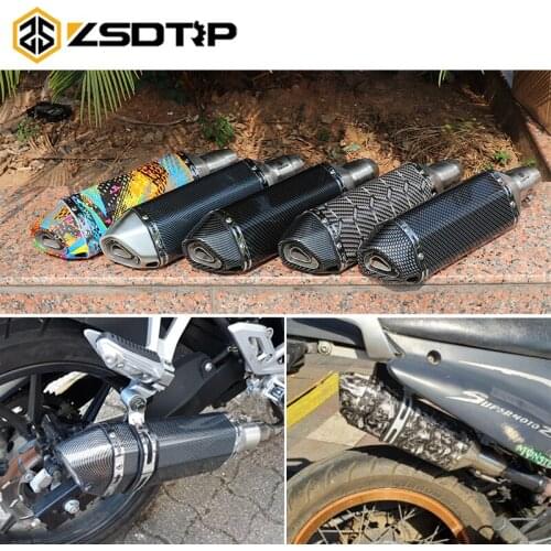 ZSDTRP 36-51mm Universal Motorcycle AK Exhaust Muffler Escape Slip On Pipe Fit Motorbike Scooter ATV Dirt Bike Moped