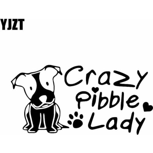 YJZT 16.8X8.3CM Crazy Pibble Lady With Pit Bull Pitbull Mom Vinyl Window Car Sticker Decal Black/Silver C24-1600