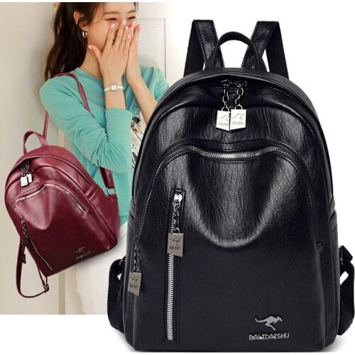 PU Leather Backpack Women Large Capacity Rucksack School Bag Teenager Girls Travel Students Shoulder Bags