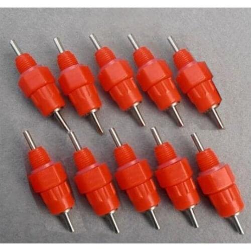 100PCS Red nipples Chicken waterer Poultry feed Chicken drinking Bird Pigeon Feeding Tools Butt Ball red nipple drinkers Animal