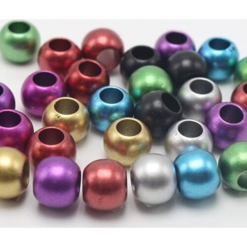 200 Shiny Mixed Metallic Colour Round Pony Beads 10X8mm for Kids Craft Kandi