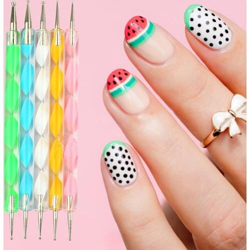 5 pcs Crayon Wax Dotting Pen Pencil Self-adhesive Rhinestones Gems Drilling Picking Picker Tips Tools DIY Salon Nail Art