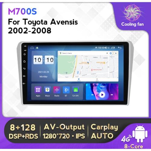 9'' IPS Screen Android 10.0 6+128G Car Radio Stereo For Toyota Avensis T25 2003-2008 Audio Multimedia Player Carplay BT 4G Lte