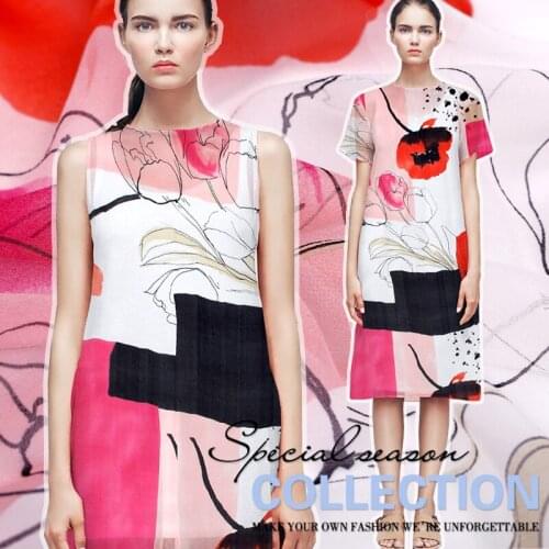 Free shipping! elegant silk printed fabrics breathable silk georgette fabric wholesale high quality silk cloth