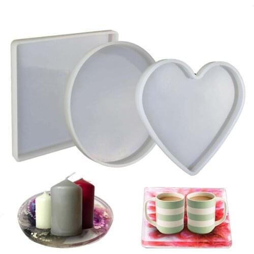 Large Epoxy Resin Mold Silicone Round Square Coaster Silicone Molds Polymer Clay For Crafts Jewerly Soap Making Cake Decorating