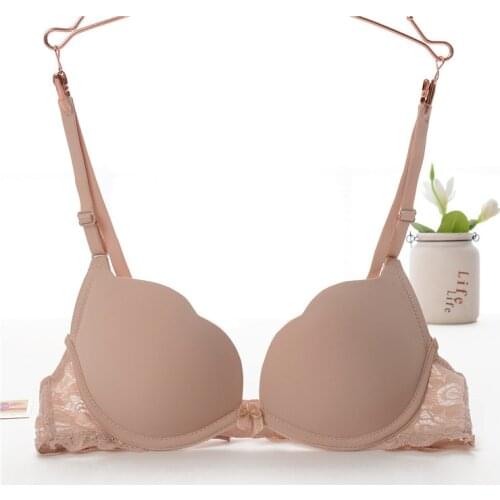 Mozhini Khaki color push up Bra for teens Cute comfortable Underwear for girl t shirt lace Bra for teenagers 3/4 cup lovely bra