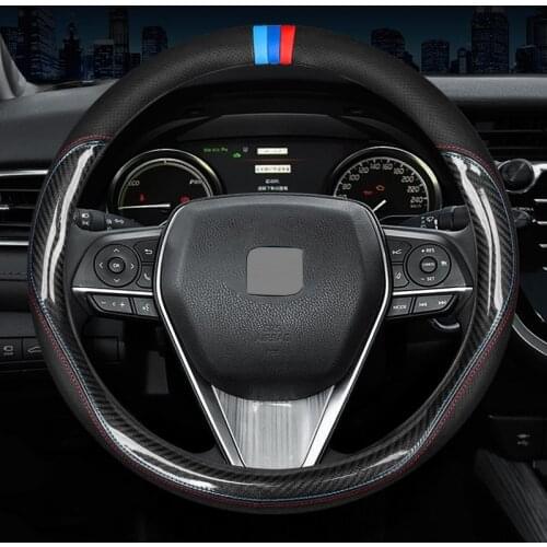 Carbon Fiber Leather Steering Wheel Cover For SEAT Leon Ateca Ibiza Tarraco Toledo Arona 20V20 Alhambra Protection Accessories