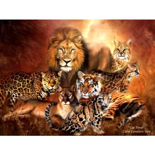Div 5D Lion Tiger Leopard Full Diamond Painting cross stitch kits art High Quality Animal 3D paint by diamonds