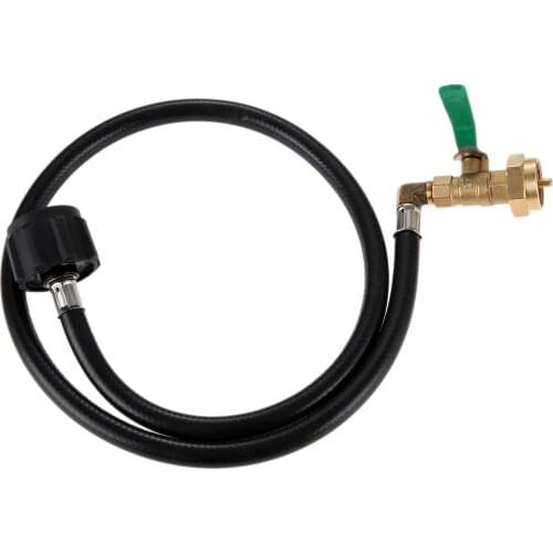 High Pressure Camping Grill QCC1 Type Propane Refill Hose 35.5"Long with 1LB Tank Bottle Adapter Connection ON-Off Control Valve