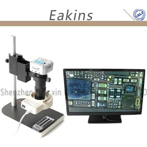 HD 20MP 1080P HDMI USB Digital Industry Video Microscope Camera TF Card Video+C-mount Lens+56 LED Light+Stand For Phone PCB Lab