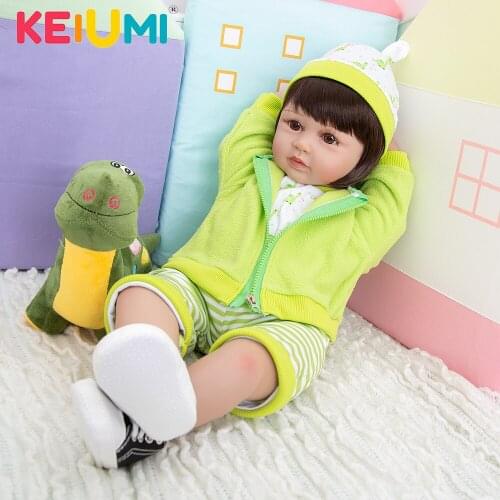 KEIUMI 24 Inch Short Hair Reborn Baby Dolls Soft Silicone Reborn Bebe Toys Cloth Body Dolls Gift To Child Birthday XMAX Surprise