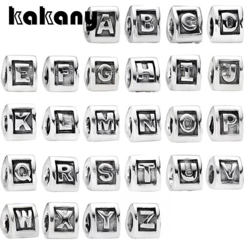 Kakany 925 Sterling Silver Out-of-print Classic 26 Letter Beads Suitable for Womens Fashion Charm Bracelet Original Diy Jewelry