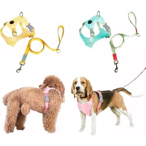 Small Dogs Harness Leash Set Beathable Mesh Pet Dog Vest Harness Leads Light Weight Control Walking Dogs Leashes Chest Vest