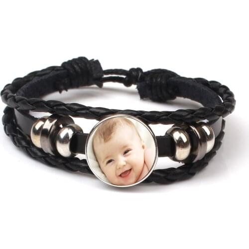 ZBOZWEI Personalizeds Leather Bracelet Your Baby Grandpa and Grandma Mom and Dad loves the private custom of this family gift