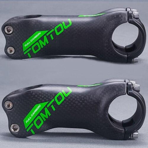 TOMTOU Full 3K Carbon Bike Stem Handlebar Diameter 31.8mm Angle 6/17 Degrees Road Mountain Bicycle Parts Matte Green - T03M14