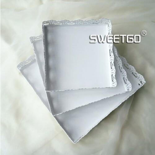 Square cake tray 6/8/10inch white iron metal cake tools high quality wedding table decoator bakeware Kitchen,Dining & bar