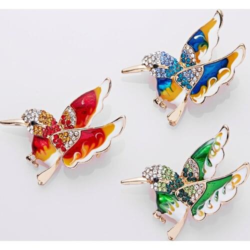 Beautiful Rhinestone colorful bird Brooch animal Brooches for wedding women decoration wild Animal Fashion Gold jewelry