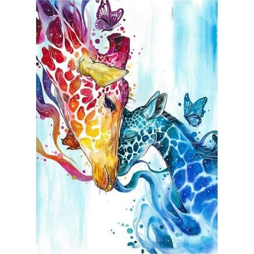 Round Diamond Full Diamond Painting Set Living Room Dining Room Decoration Painting Mural Color Giraffe