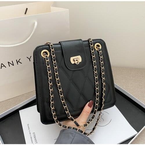Solid Color PU Leather Crossbody Bags For Women 2021 Winter Lady Simple Shoulder Bag Female Travel Chain Handbags