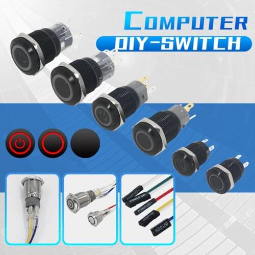 Computer modified boot button restart button Metal Push Button Switch 3-6V DIY PC Lamp Light power switch 12/16/19/22MM