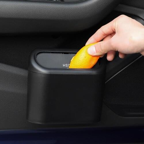 Car Trash Can Hanging Vehicle Garbage Bin Organizer Kitchen Office Car Small Storage Box Black Auto Interior Accessories 2021