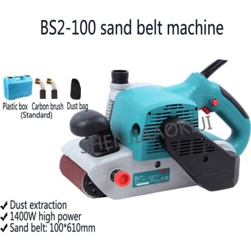 Portable sand belt machine 1400W/1010W Woodworking metal polishing Sandpaper machine grinding machine 500m/min,210-440m/min