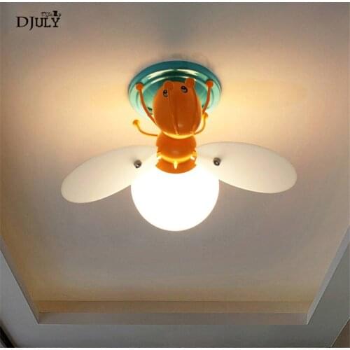 Cartoon bees ceiling light creative children bedroom lamp Corridor kitchen living room lights home decor galss led ceiling lamp